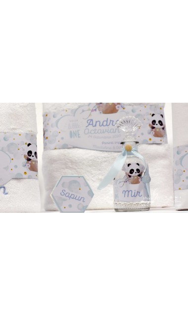 Trusou de botez cu ursuletul Panda ursul polar si baloane de aer cald Panda 7
